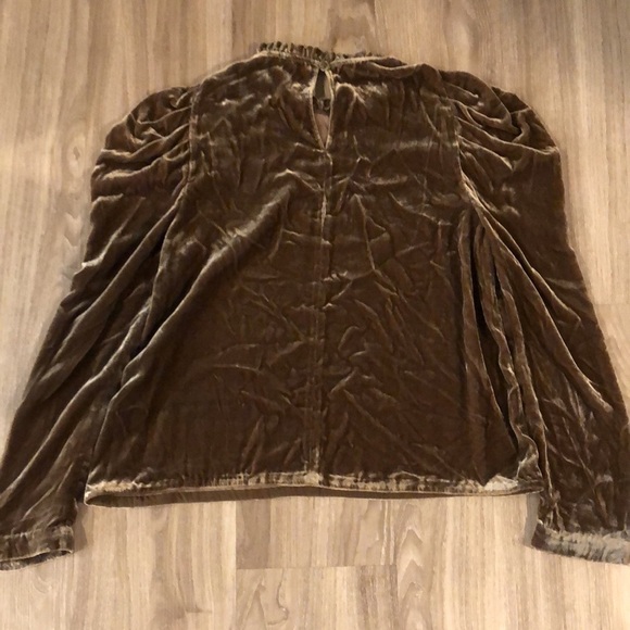 Ulla Johnson Velvet Mock Neck Ruched Blouse 4 - Picture 7 of 8